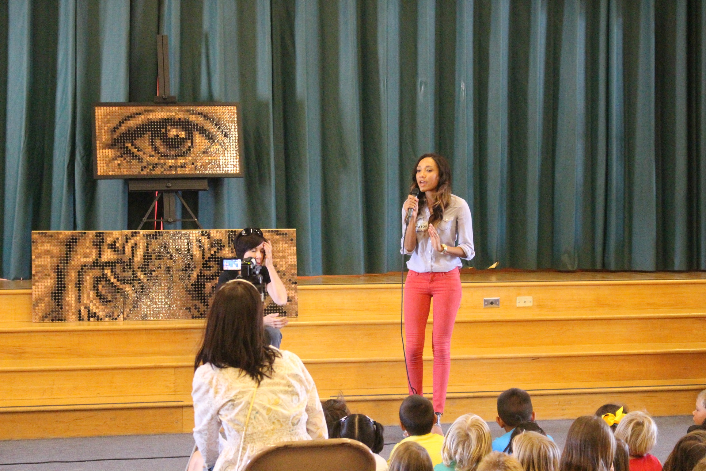 Talia speaking to Benchley Weinberger Elimentary School students