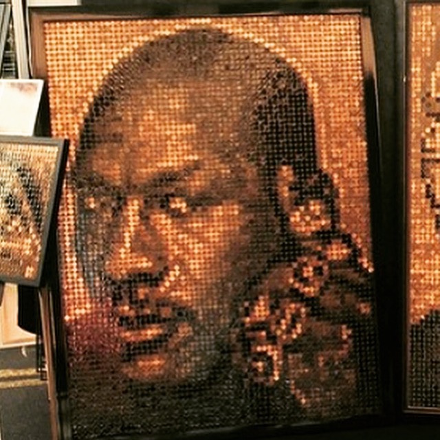 Portrait of Michael Jordan made from 4940 pennies